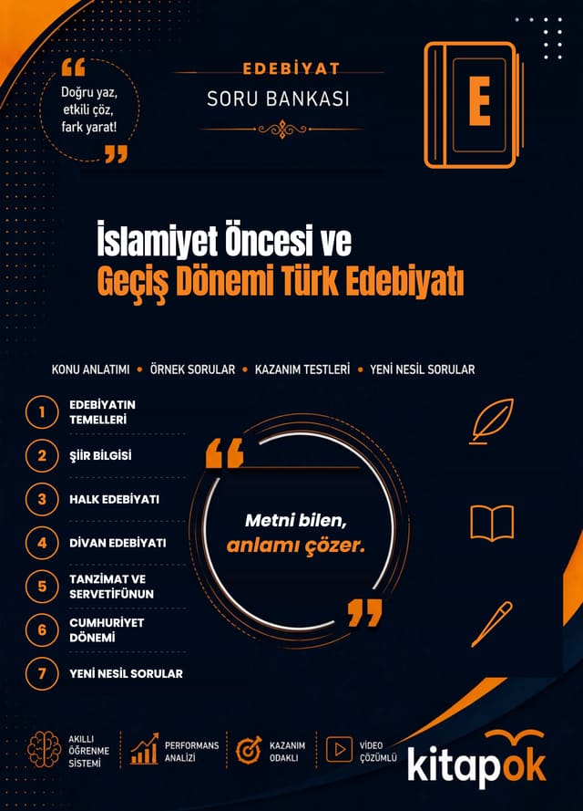 İslamiyet Öncesi ve Geçiş Dönemi Türk Edebiyatı — 19 Soru soru bankası kapağı