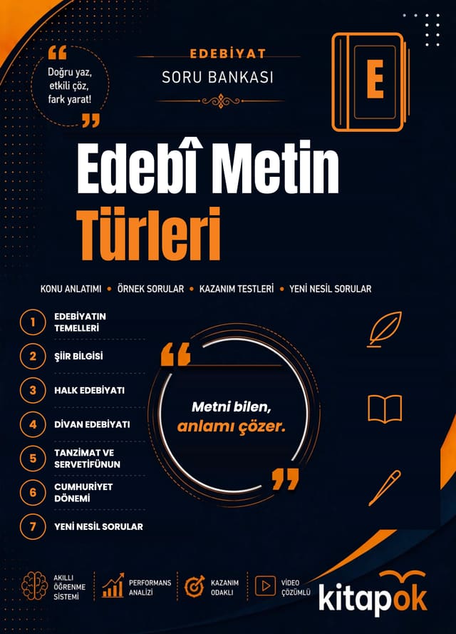 Edebî Metin Türleri — 20 Soru soru bankası kapağı