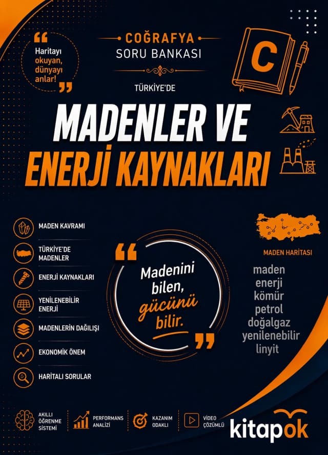 Türkiye'de Madenler ve Enerji Kaynakları — 20 Soru soru bankası kapağı