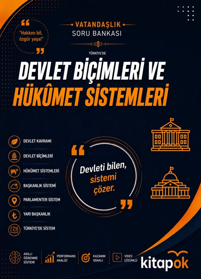 Devlet Biçimleri ve Hükûmet Sistemleri — 20 Soru soru bankası kapağı