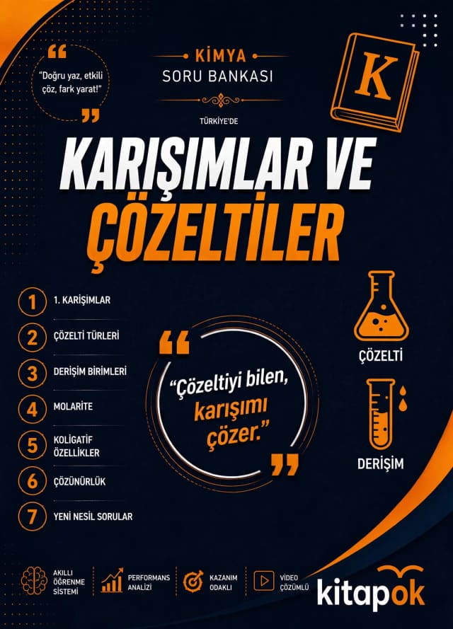 Karışımlar ve Çözeltiler — 20 Soru soru bankası kapağı