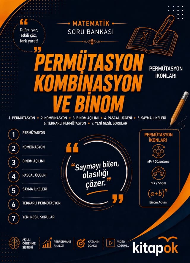 Permütasyon, Kombinasyon ve Binom — 20 Soru soru bankası kapağı