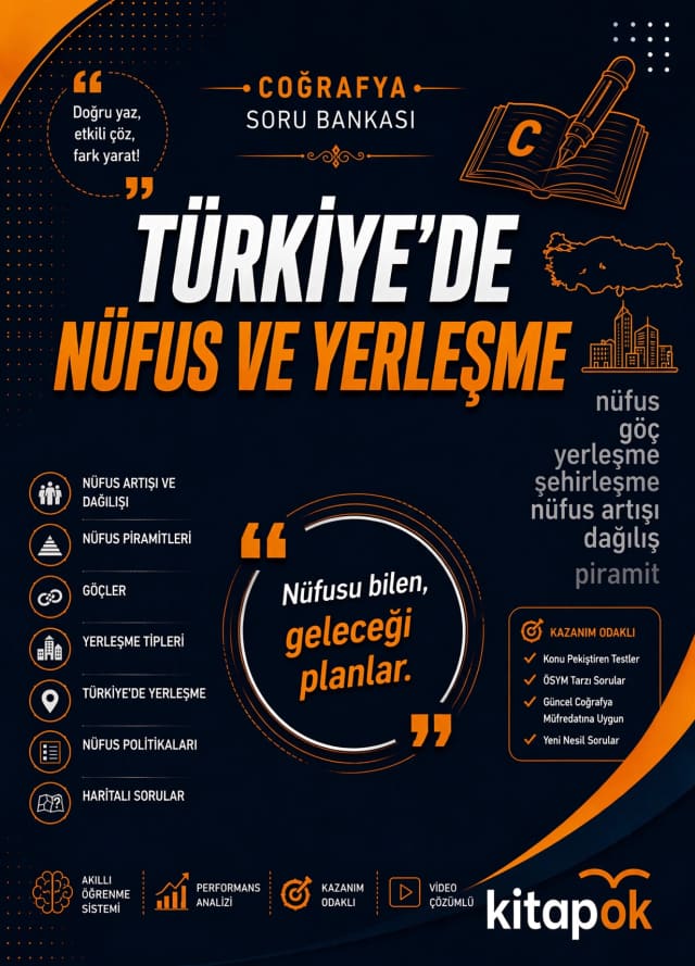 Türkiye'de Nüfus ve Yerleşme — 17 Soru soru bankası kapağı
