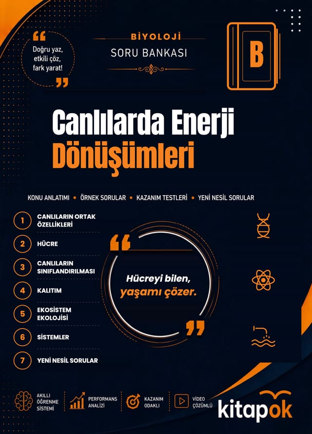 Canlılarda Enerji Dönüşümleri — 20 Soru soru bankası kapağı