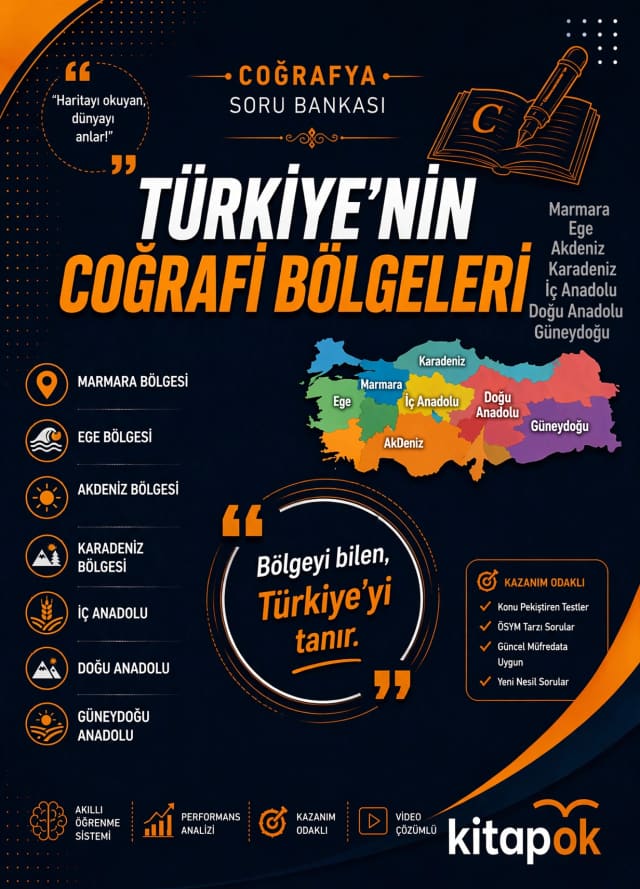 Türkiye'nin Coğrafi Bölgeleri — 20 Soru soru bankası kapağı